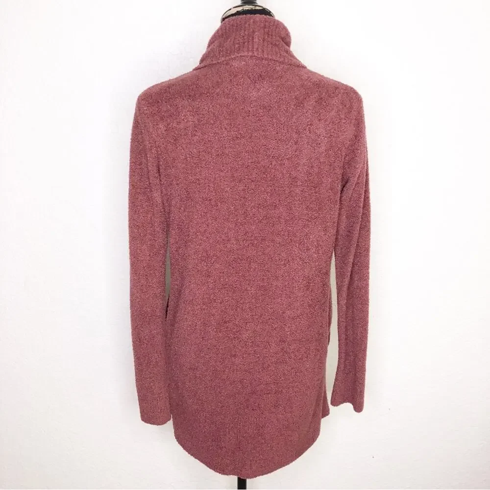 Barefoot Dreams CozyChic Lite maroon rust open front cardigan size Small